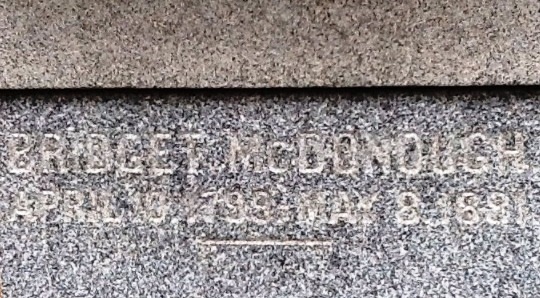 St. Agnes Cemetery - Ilion NY, Michael Giblin Family Plot - Bridget McDonough April 10, 1798 - May 8, 1881