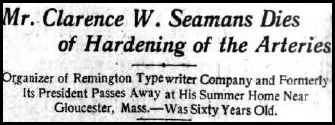 Newspaper Headline - Death of Seamans