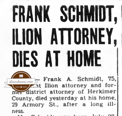 The Herkimer Evening Telegram - Frank Schmidt - Class of 1893