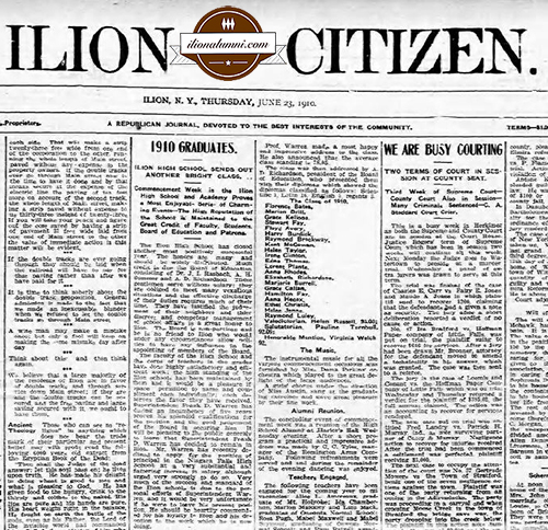 Ilion Citizen IHS Graduates 1910