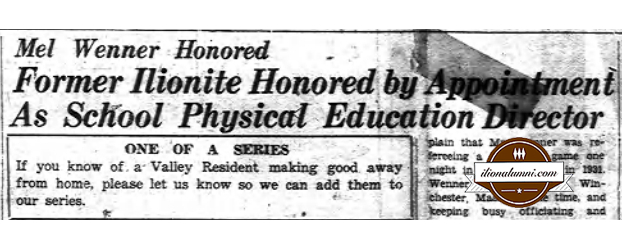 Ilion Sentinel -  Mel Wenner Honored 1923