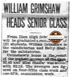 The Ilion Sentinel - William Grimshaw Heads Senior Class Class 1935