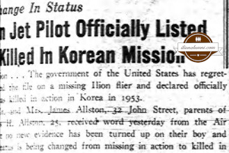 The Ilion Sentinel - Ilion Jet Pilot Officially Listed Killed In Korean Mission - 1946