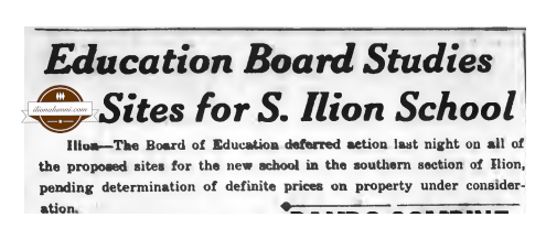 Ilion  Sentinel - Education Board Studies Sites for S. Ilion School