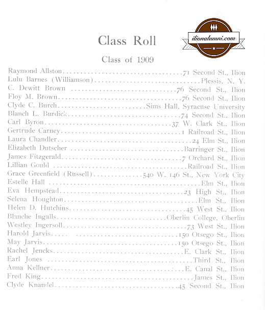 1911 Class Annual List of 1909 Class Members Part 1