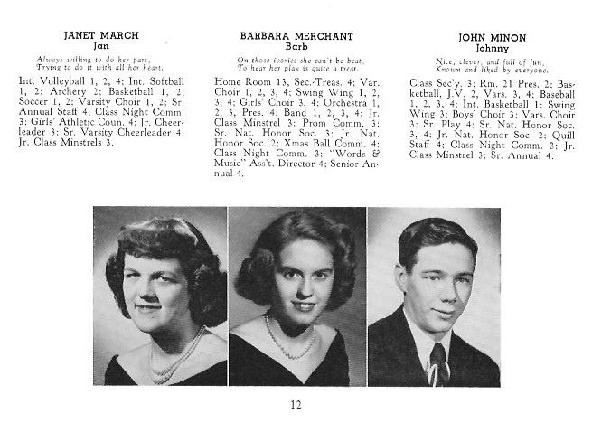 Ilion High School Class of 1949 - Janet March, Barbara Merchant, John Minon