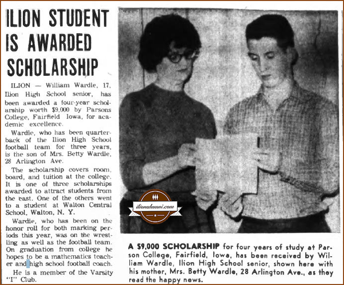 William Wardle Wins Scholarship 1964