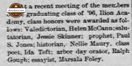 Ilion Citizen IHS Graduates 1896