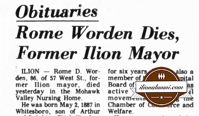 Herkimer Evening Telegram IHS 1905 - Rome Worden Dies, Former Ilion Mayor