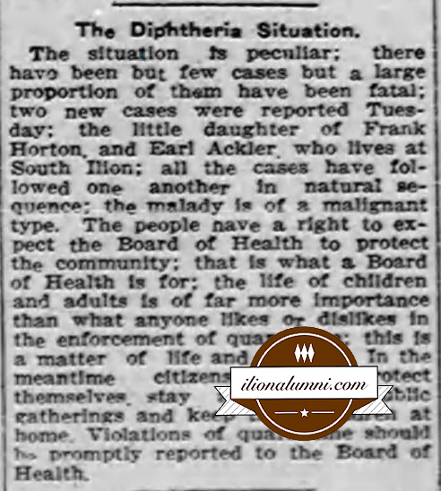 
Ilion Citizen Diphtheria Situation 1907