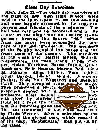 Utica Daily Press Ilion High School Class of 1908 Commencement Speakers
