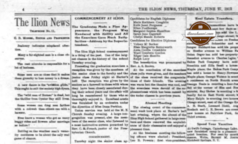 Ilion News IHS Graduates 1912
