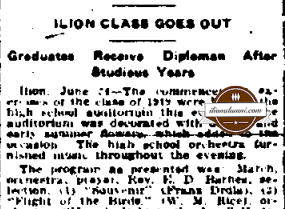 The Utica Daily Press Ilion Class Goes Out 1919