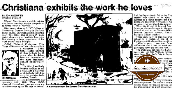 
Utica Observer Dispatch - Christiana Exhibits the Work he loves - IHS 1930