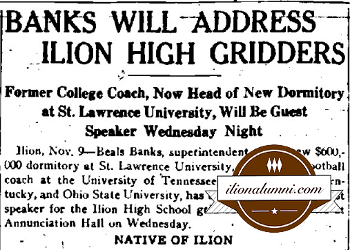 The Utica Daily Press - 1931 Beals Banks - Guest Speaker Foorball Dinner