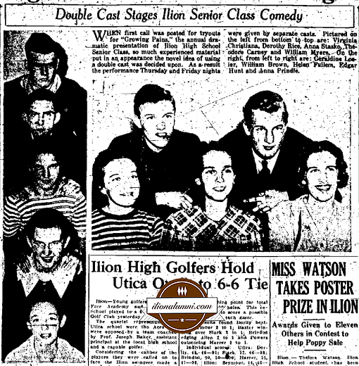 Utica Observer - Double Cast Stages Ilion Senior Class Comedy - 1936