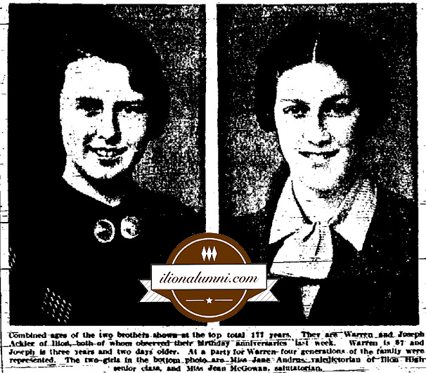 Utica Daily Observer - Valedictorian and Salutatorian - 1936