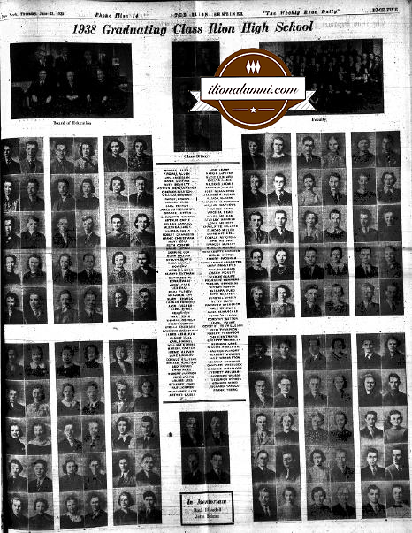 The Ilion Sentinel IHS Graduates 1938