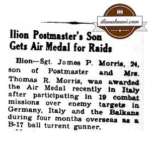 The Herkimer Evening Telegram - IHS Class of 1939 - Ilion Postmaster's Son Gets Air Medal for Raids 