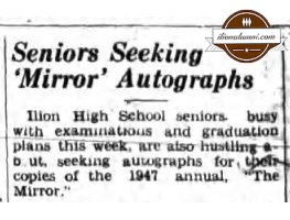 Ilion Sentinel - 1947 Seniors Seeking 'Mirror' Autographs