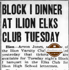 Herkimer Evening Telegram - Block I Dinner - IHS 1950