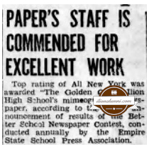 Ilion Sentinel - Golden Quill Selected as Top High School Paper - IHS 1950