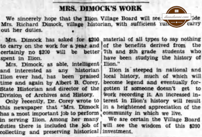 Ilion Sentinel - Mrs. Dimock's Work - IHS 1950