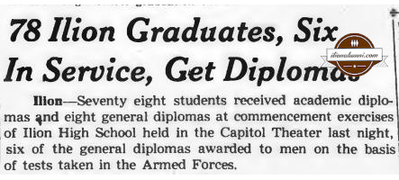 Herkimer Evening Telegram 78 Ilion Graduates, Six In Service, Get Diplomas 1952