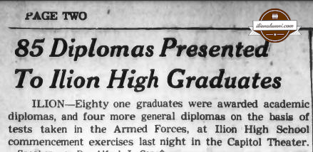 Herkimer Evening Telegram 85 Diplomas Presented To Ilion High Graduates 1953