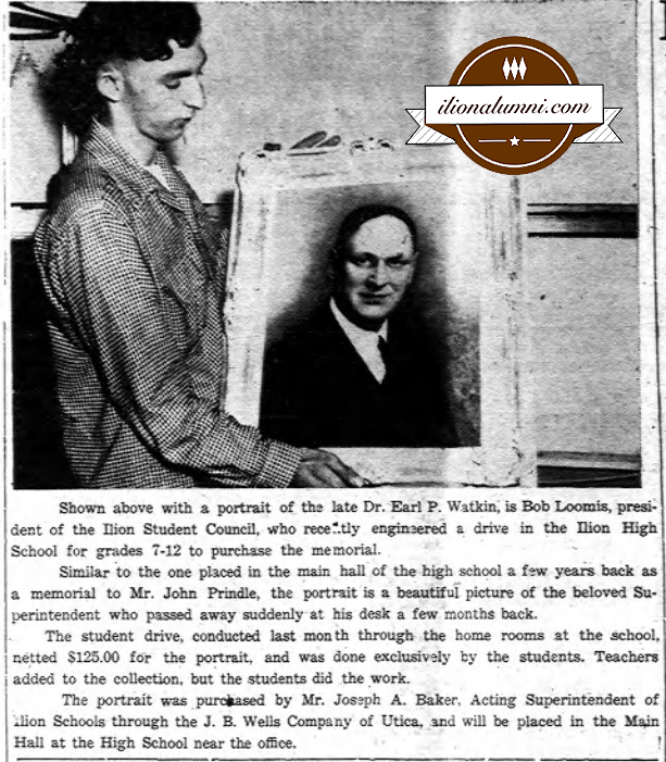 Ilion Sentinel - Dr. Earl P. Watkin Portrait - 1954