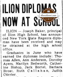 Herkimer Evening Telegram Ilion High School - Ilion Diplomas Now at School Class of 1955