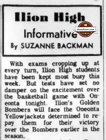 Herkimer Evening Telegram - Ilion High Informative By Suzanne Backman - 1965