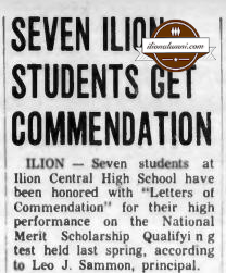 Herkimer Evening Telegram - Seven Ilion Students Get Commendation - IHS 1966