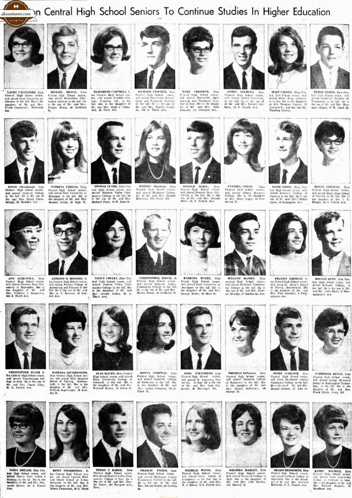 Herkimer Evening Telegram - Ilion Central High School Seniors To Continue Studies In Higher Education - 1967