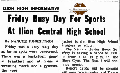 Herkimer Evening Telegram - Ilion High Informative - By Nancye Robertson - 1967