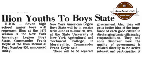 Herkimer Evening Telegram - Ilion Youths To Boys State - Class of 1974
