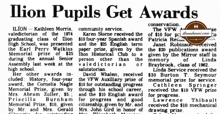 Herkimer Evening Telegram - Ilion Pupils Get Awards - 1974
