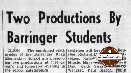 Herkimer Evening Telegram - Two Productions By Barringer Students 1968 - Class of 1974