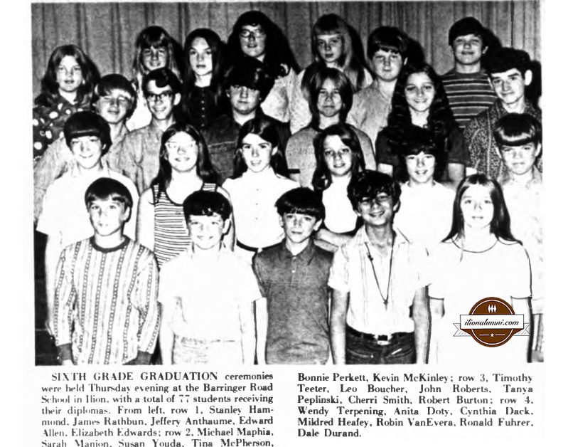 Herkimer Evening Telegram - Sixth Grade Graduation - Barringer Road School - 1978